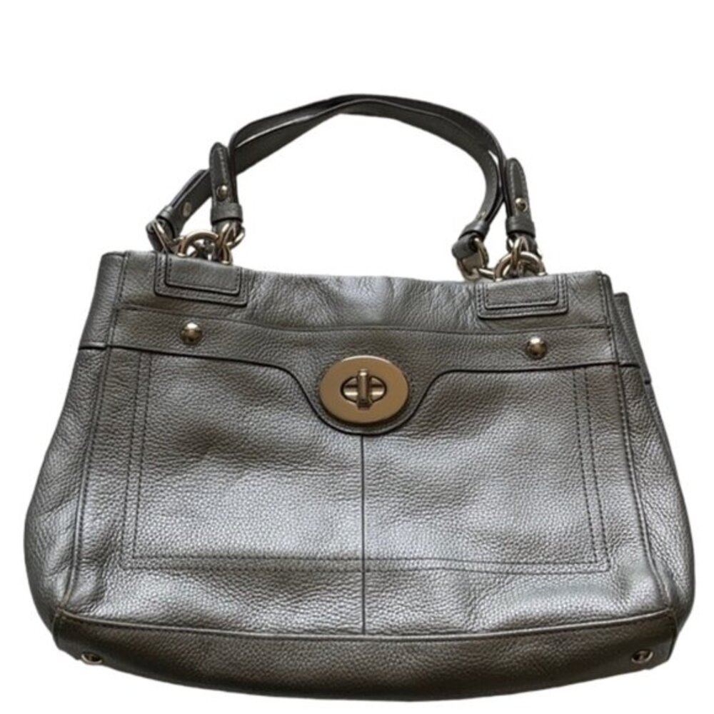 Vintage Coach Penelope Carryall Silver Pebbled Leather Tote Satchel Bag F16531
